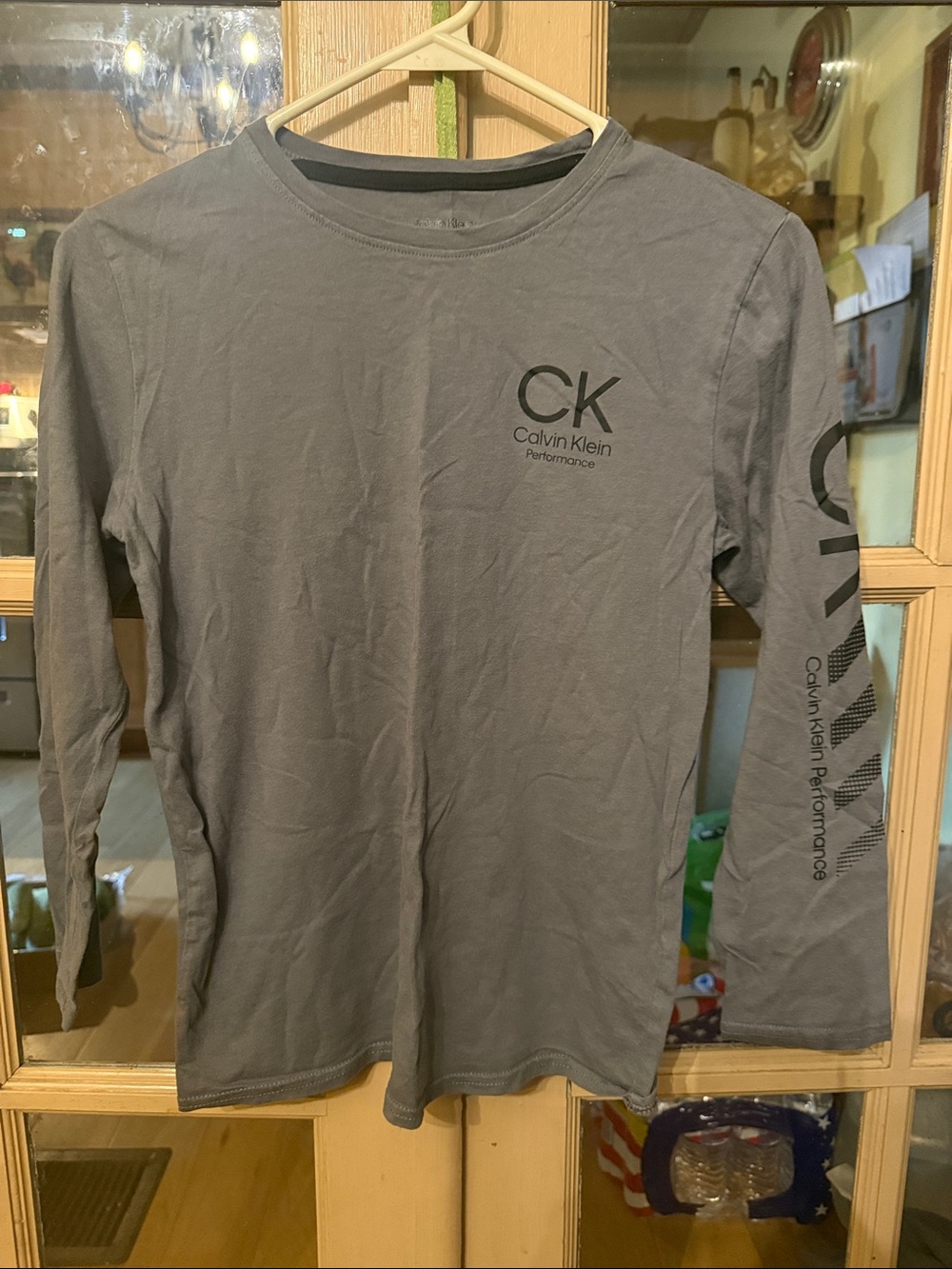 Calvin Klein Gray Long-Sleeve Performance Crew Shirt